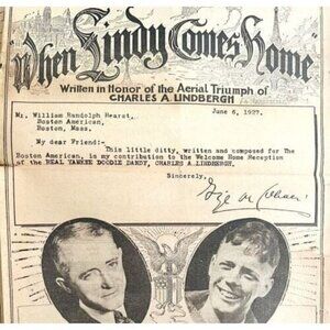 1927 When Lindy Comes Home Charles Lindbergh Sheet Music Newspaper Article DWHH1